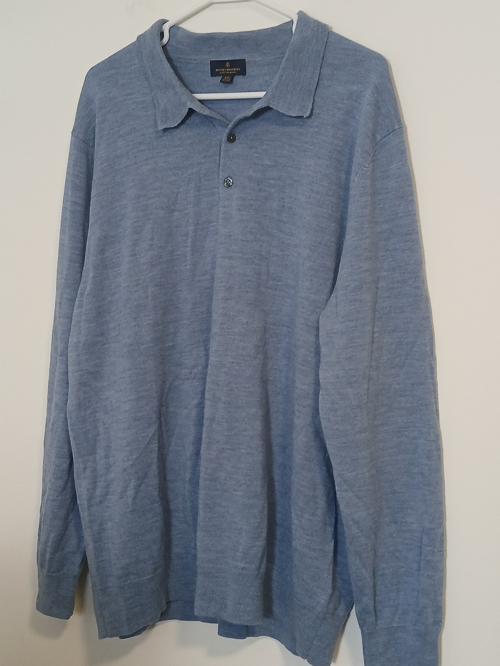 Brooks Brothers Men's Long-Sleeve Polo Merino Wool Sweater - Heather Light Blue